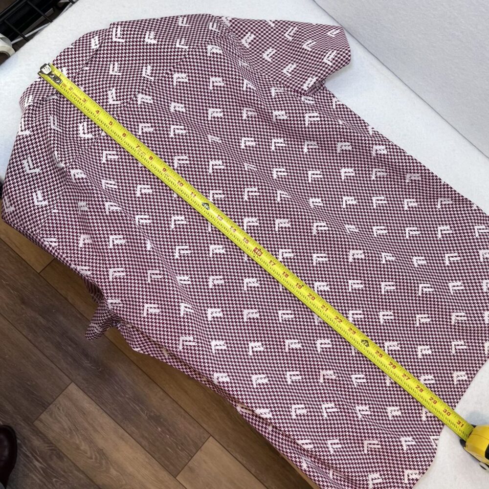 Perry Ellis SLIM FIT short sleeve button down shirt cotton maroon white mens L - Picture 12 of 12